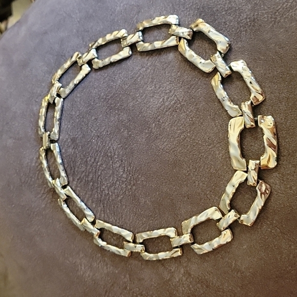 VTG 1990s Chunky Geometric Rectangle Hip Hop Unisex Baddie Collar Necklace - Picture 2 of 7